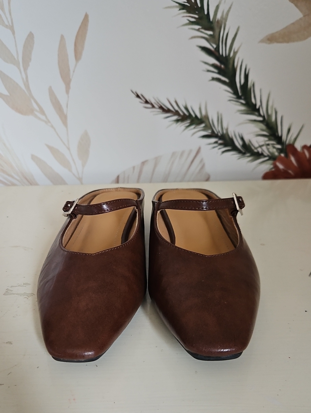 Saddle Brown Leather Mary Jane Flats, Heel, Buckle, Slip On, EU 36 - Picture 2 of 11